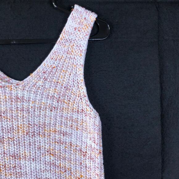 Loft Womens Sweater White Multicolored Knitted Double V Neck Sleeveless XS - Picture 5 of 12